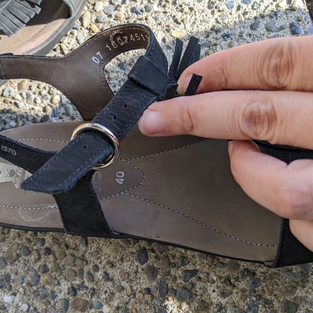 Mephisto RARE Fringe Black Sandals - Picture 6 of 8